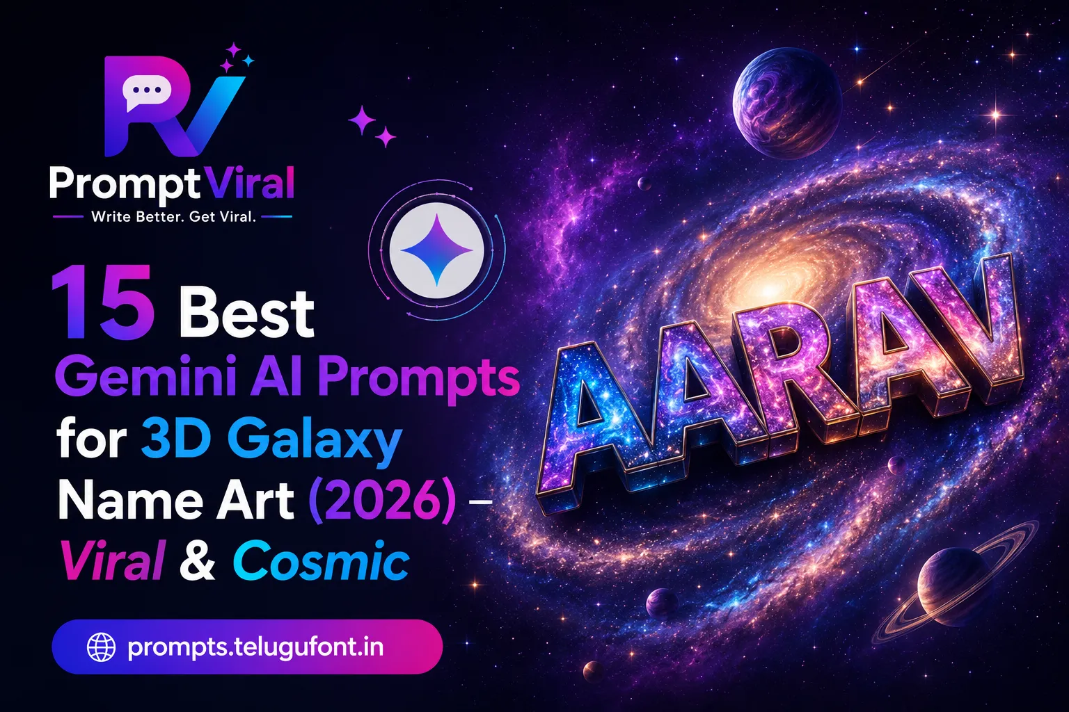 Gemini AI prompts for 3D galaxy name art